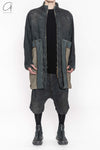 Boris Bidjan Saberi 24 autumn and winter mid-length multi-wear French coat trench coat craftsman German COAT1.D-FKU10002-DIRTY DENIM